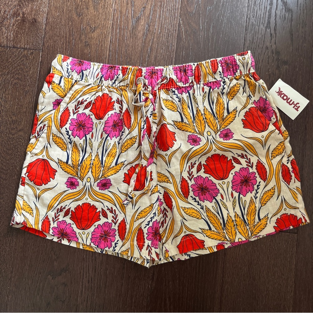 Rachel Zoe patterned linen shorts
